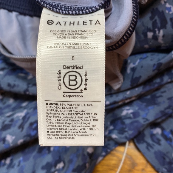 NWT Athleta Brooklyn Ankle Pant Captivate Chrome  Blue Print Size 8 - Picture 13 of 16